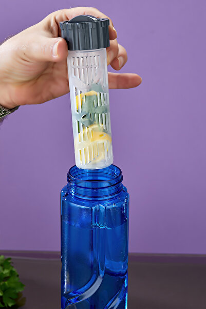 espashome 800 ml Detox Water Bottle – with Straw, Bpa-Free, Lockable and Leak-Proof Lid - Blue