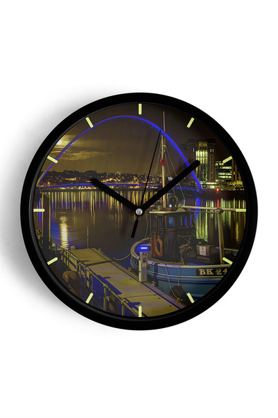 JHAAR Ceas de perete modern cu tematică peisaj urban - 35 cm - Carcasă neagră...