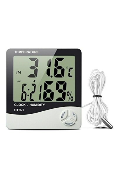 HTC Digital display thermometer with clock and external sensor - HTC-2