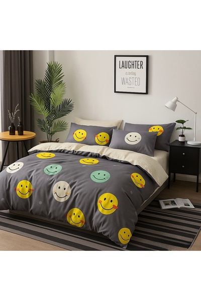 Casa Pucioasa Fine Cotton Bed Linen 6 Pieces - Casa Pucioasa, Colorful Smiley Pattern