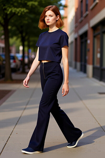 PayBuy Women's High Waist Zipper Detailed Flared Pants Functional Durable Quality Stylish