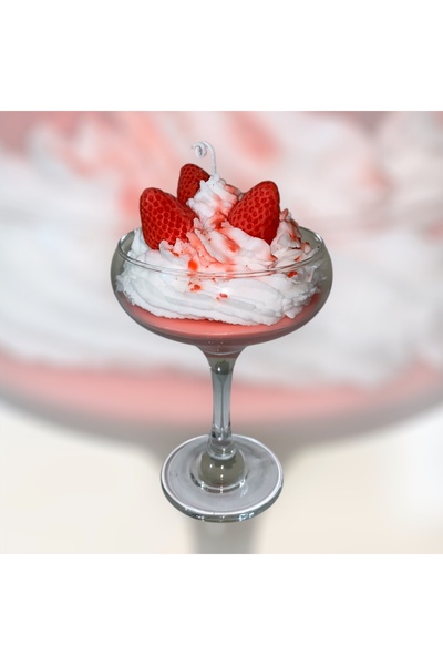 Mum Atölyem Strawberry Sundae Candle Çilekli Dondurma Mum Çilek Kokulu (Çilek...