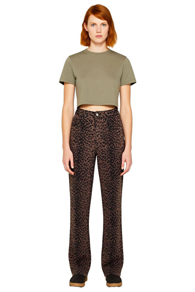 PayBuy Women's Leopard Print Wide Leg Jeans Functional Durable Quality Comfortable Casual