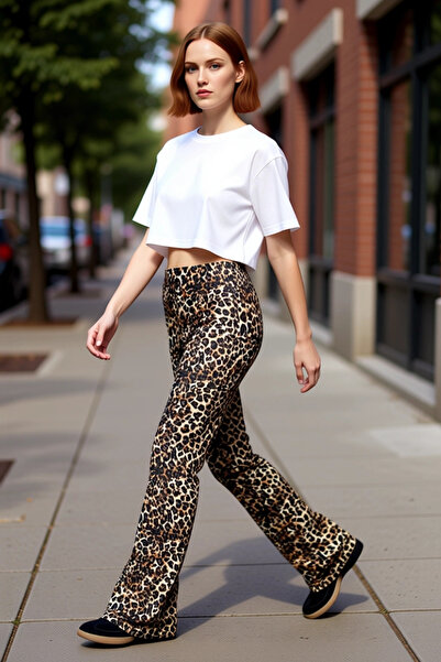 PayBuy Women's Animal Pattern High Waist Flare Pants Functional Durable Quality Comfortable Stylish