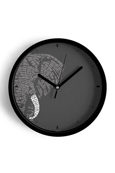 JHAAR ساعة حائط حديثة بتصميم فيل تجريدي - 25 سم - هيكل أسود مع زجاج أمامي - آ...