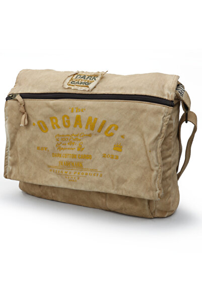 DARK COTTON 8128 Casual Canvas Shoulder Messenger Camel Yellow 15.6” Laptop School Travel Daily Vintage Cotton Bag