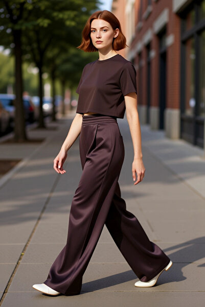 PayBuy Women's Satin Woven Wide Leg Pants Functional Durable Quality Comfortable Aesthetic Stylish