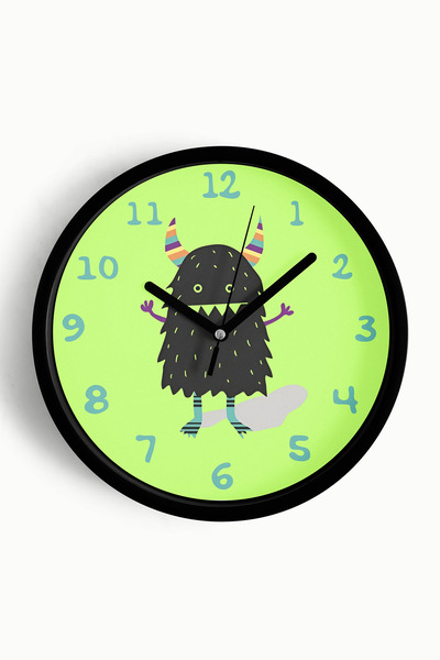 JHAAR Ceas de perete pentru camera copiilor Cute Monster - 30cm - Carcasă nea...