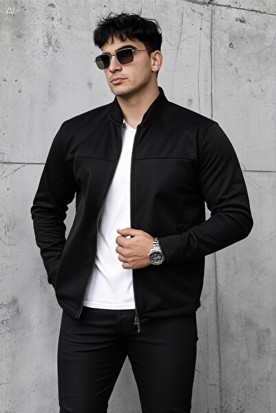 Gussi Men's Black Suede College Collar Jacket