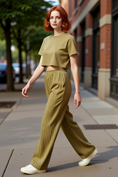 PayBuy Women's High Waist Textured Wide Leg Pants Functional Durable Quality Comfortable Modern