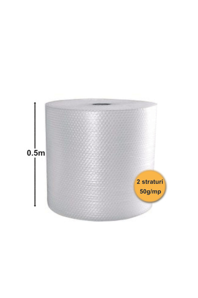 OEM Folie cu bule mică, 2 straturi, 50 g/mp, 0,5m x 100m (50 mp)