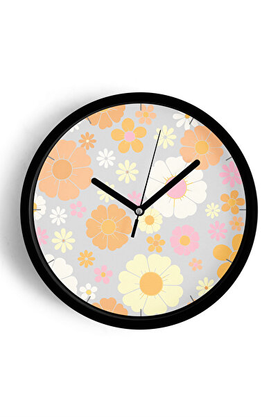 JHAAR Ceas de perete modern cu tematică florală abstractă - 35 cm - Carcasă n...