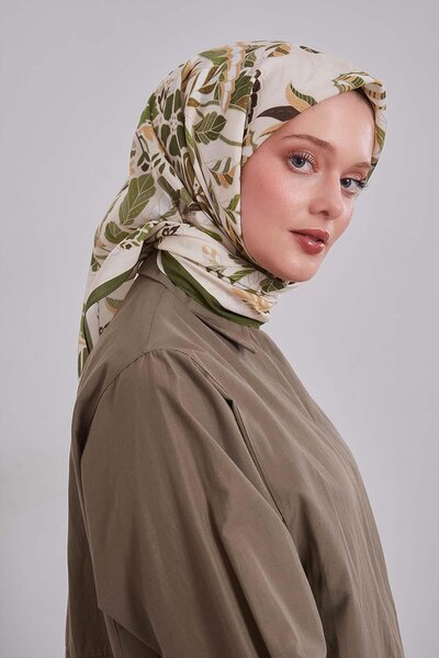 Levidor Green flower leaf pattern aura scarf