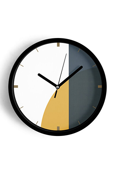 JHAAR Ceas de perete cu design modern - 35 cm - Carcasă neagră cu sticlă fron...