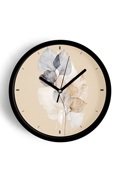 JHAAR Ceas de perete modern cu design abstract cu frunze - 30 cm - Carcasă ne...