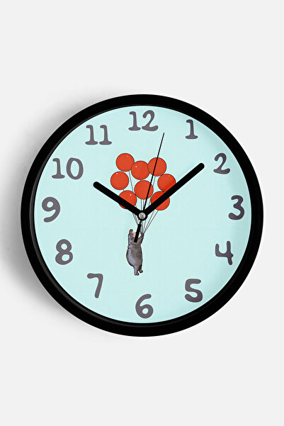 JHAAR ساعة حائط حديثة لغرفة الأطفال بتصميم تجريدي - 30 سم - هيكل أسود مع واجه...