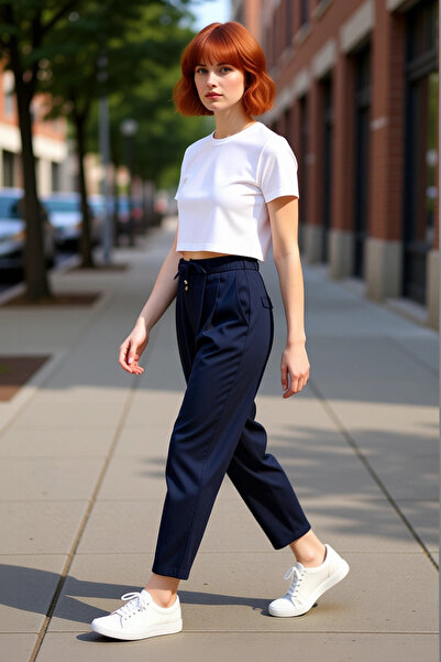 PayBuy Women's Khaki High Waist Harem Cut Lace-Up Pants Functional Durable Quality Aesthetic