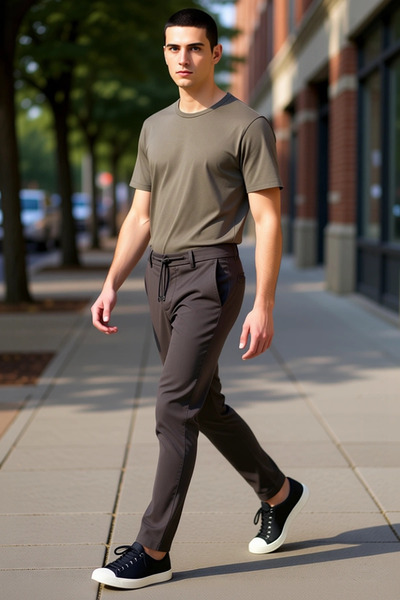 PayBuy Men's Dark Brown Plain Textured Regular Fit Trousers Functional Durable Quality Comfortable Stylish