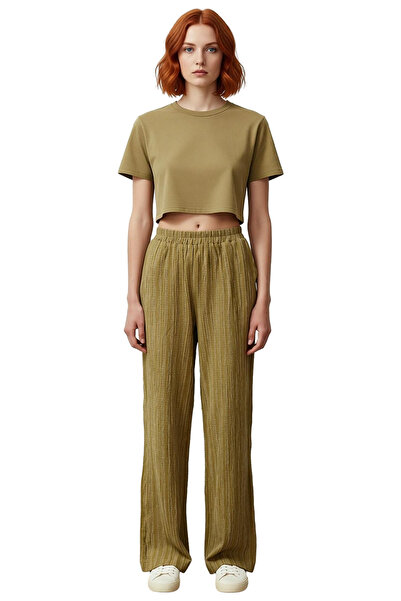 PayBuy Women's High Waist Textured Wide Leg Pants Functional Durable Quality Comfortable Modern