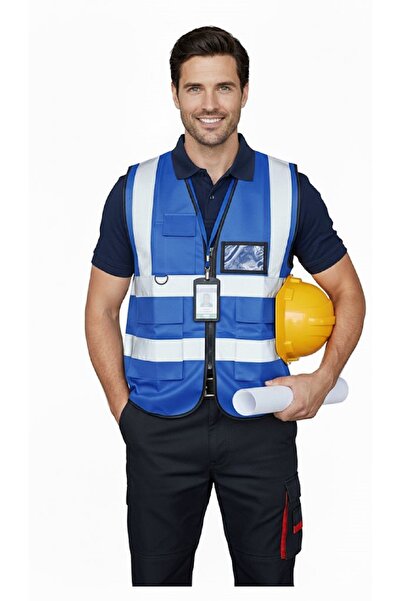 Generic High-quality safety vest for engineers, compliant with EN 20471 specifications, multi-pocket, 360-degree high-visibility reflective.