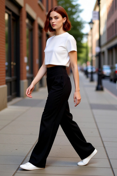 PayBuy Women's Wide Cut High Waist Anthracite Trousers Functional Durable Qua...