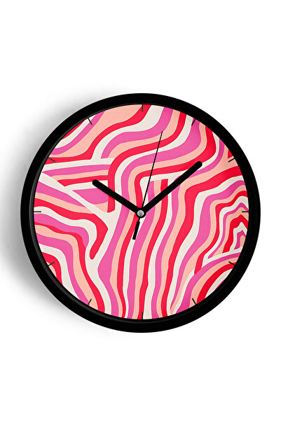 JHAAR Ceas de perete modern cu design abstract - 42 cm - Carcasă neagră cu st...