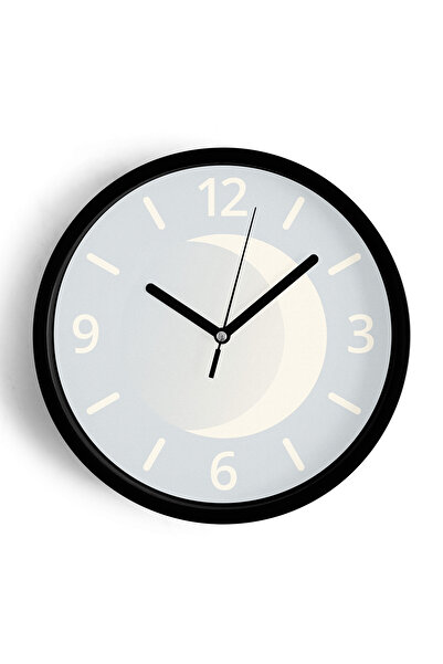 JHAAR Ceas de perete modern minimalist cu figurină lună - 35 cm - Carcasă nea...