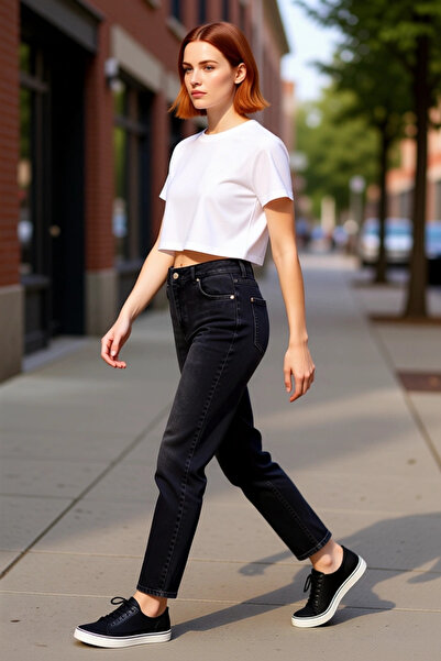 PayBuy Γυναικείο τζιν παντελόνι με ψηλόμεσο κομμένο κοψίματο, λειτουργικό, αν...