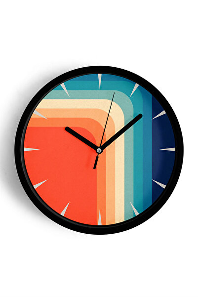 JHAAR Ceas de perete modern cu design abstract - 42 cm - Carcasă neagră cu st...