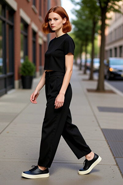 PayBuy Women's Interlock Wide Cut High Waist Pleated Pants Functional Durable Quality Comfortable