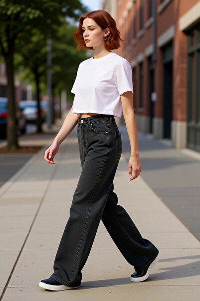 PayBuy Ženske vintage isprane široke pantalone Denim funkcionalne, izdržljive...