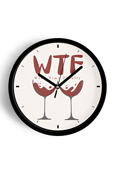 JHAAR ساعة حائط عصرية بتصميم كأس النبيذ - 35 سم - هيكل أسود مع واجهة زجاجية -...