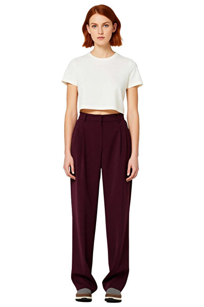 PayBuy Women's Plum Straight Leg High Waist Gabardine Trousers Functional Durable Quality Comfortable