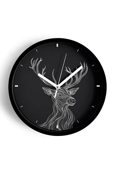 JHAAR Ceas de perete modern cu design abstract cu cerb - 35 cm - Carcasă neag...