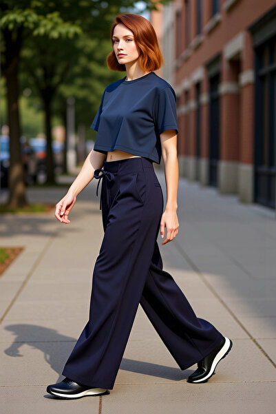 PayBuy Women's Wide Leg Pleated Knitted Pants Functional Durable Quality Comfortable Aesthetic Sports