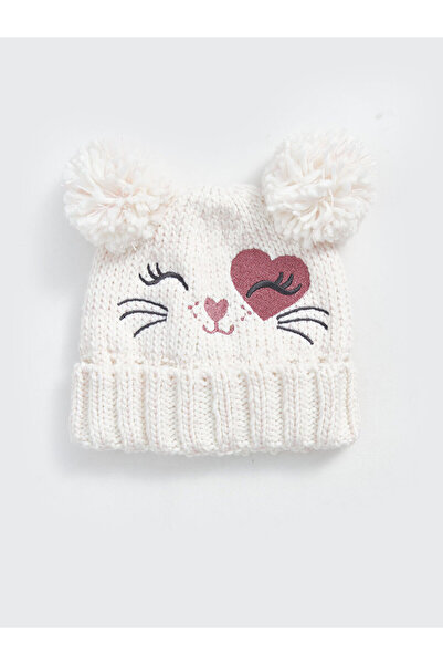 LC Waikiki Detailní vyšívaný dívčí baret s bambulí