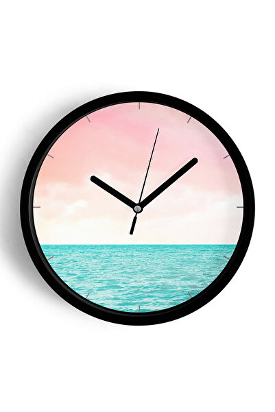 JHAAR ساعة حائط حديثة بتصميم مناظر طبيعية تجريدية - 42 سم - هيكل أسود مع زجاج...