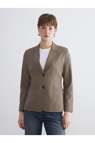 LC Waikiki Lcwaikiki Classic Brown Plaid Women's Blazer Jacket