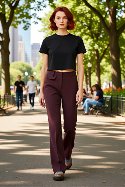 PayBuy Women's Plum Woven Fabric Flared Pants Functional Durable Quality Comfortable Stylish