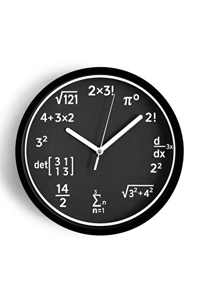 JHAAR Ceas de perete modern cu design Math Genius - 25 cm - Carcasă neagră cu...