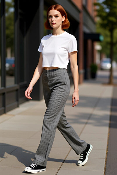 PayBuy Women's Striped Flare Fit Knitwear Pants Functional Durable Quality Comfortable Aesthetic Stylish