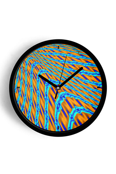 JHAAR ساعة حائط حديثة - 42 سم - هيكل أسود مع واجهة زجاجية - آلية صامتة