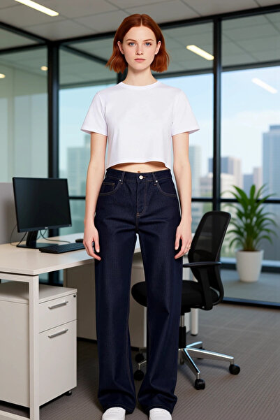 PayBuy Women's Dark High Waist Wide Leg Denim Pants Functional Durable Quality Comfortable Stylish