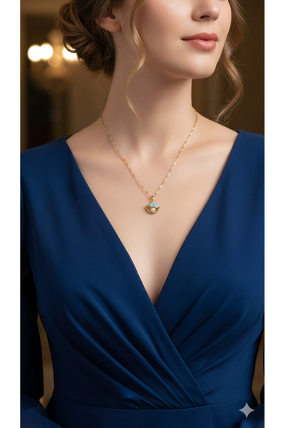 Maya 14K DENİZ KABUĞU ÇELİK KOLYE