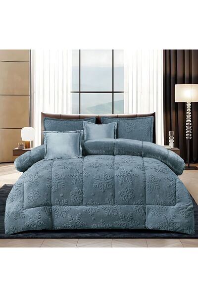 Moon Hotel-style winter single bed set, warm faux fur, 4 pieces, elegant design, quilt size 160*220cm