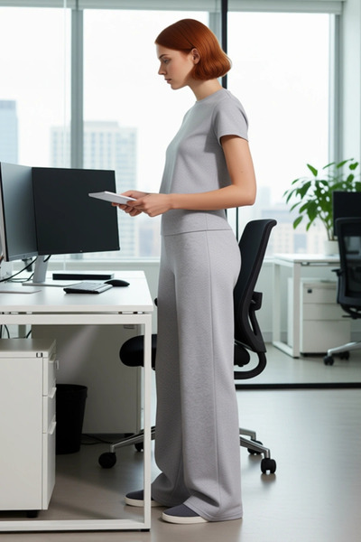 PayBuy Women's Melange Wide Leg Pants with Folded Waist Functional Durable Quality Comfortable Stylish