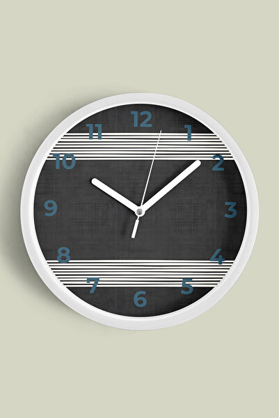 JHAAR Ceas de perete modern - 42cm - Carcasă albă cu sticlă frontală - Mecani...