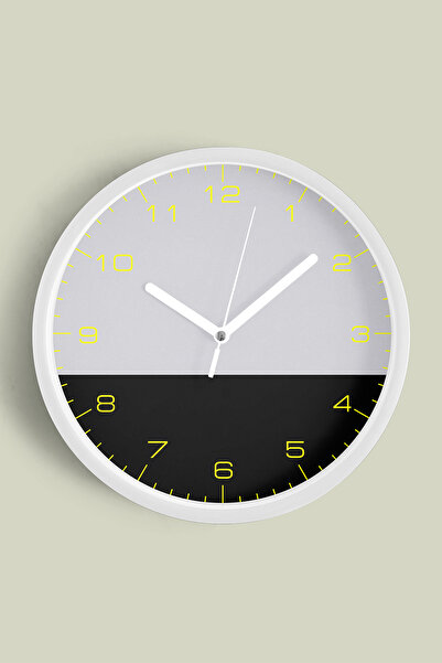 JHAAR Ceas de perete cu design modern - 30 cm - Carcasă albă cu sticlă fronta...