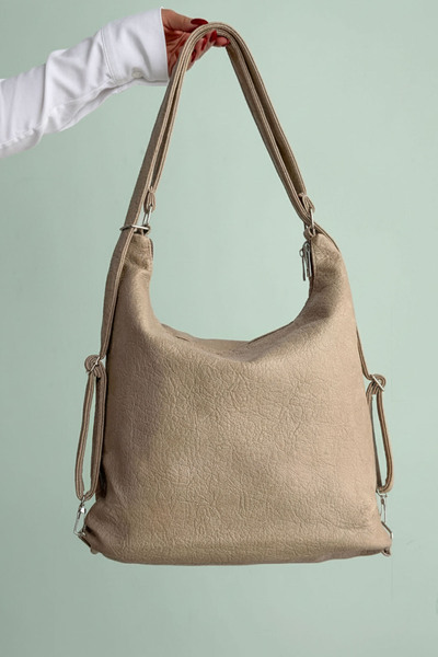 Lifonbag Women's Soft Leather Multi-Compartment Large Backpack and Shoulder Bag (41X33 cm)