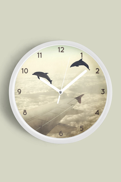 JHAAR Ceas de perete modern cu tematică peisaj natural abstract - 42 cm - Car...